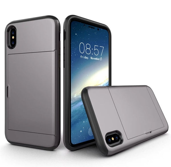 Hybrid Tough Armor Slide Card Holder Back Cover