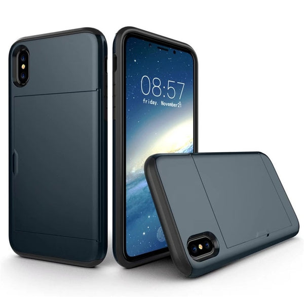 Hybrid Tough Armor Slide Card Holder Back Cover