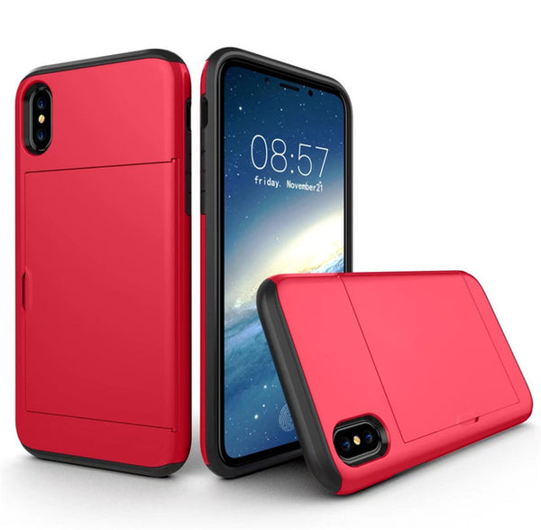 Hybrid Tough Armor Slide Card Holder Back Cover