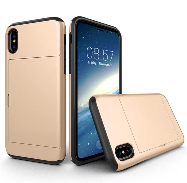 Hybrid Tough Armor Slide Card Holder Back Cover