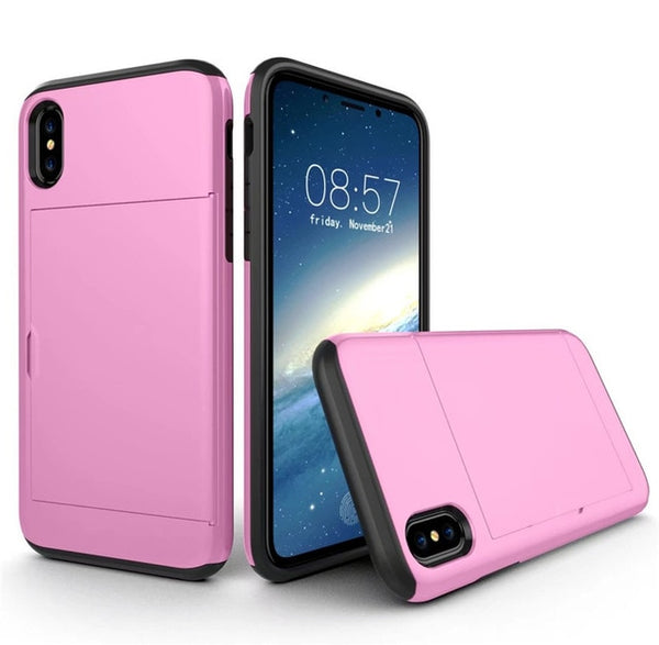 Hybrid Tough Armor Slide Card Holder Back Cover