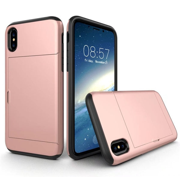 Hybrid Tough Armor Slide Card Holder Back Cover