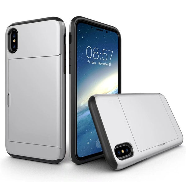 Hybrid Tough Armor Slide Card Holder Back Cover
