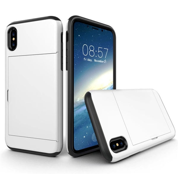 Hybrid Tough Armor Slide Card Holder Back Cover