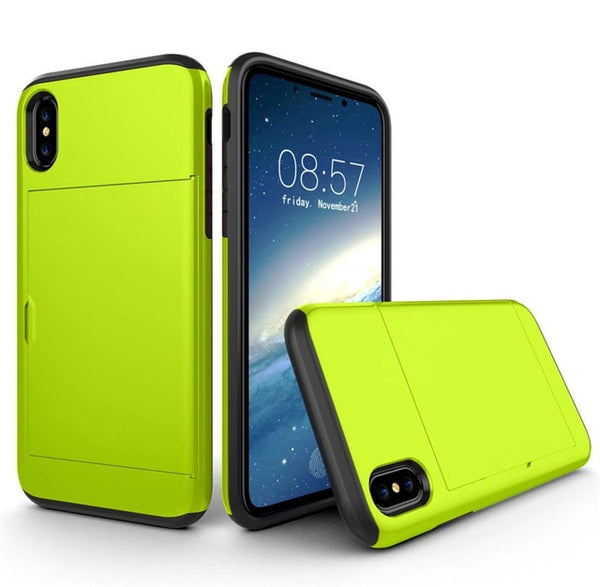 Hybrid Tough Armor Slide Card Holder Back Cover