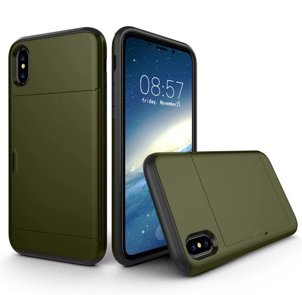 Hybrid Tough Armor Slide Card Holder Back Cover