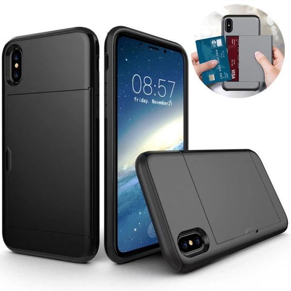 Hybrid Tough Armor Slide Card Holder Back Cover