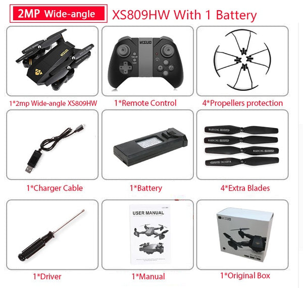 Visuo XS809W XS809HW Quadcopter Mini Foldable Selfie Drone